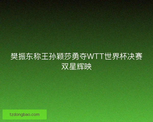 樊振东称王孙颖莎勇夺WTT世界杯决赛双星辉映