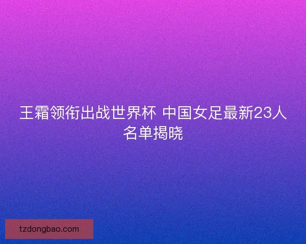 王霜领衔出战世界杯 中国女足最新23人名单揭晓
