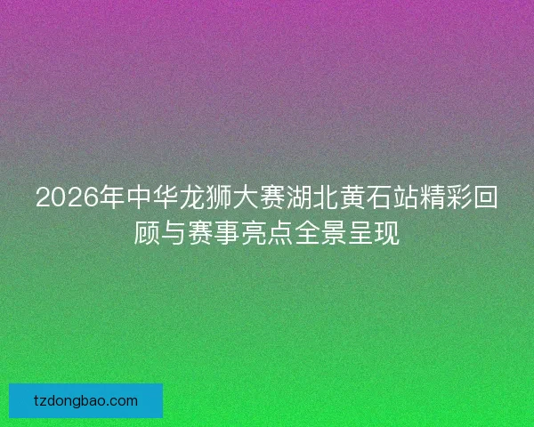 2026年中华龙狮大赛湖北黄石站精彩回顾与赛事亮点全景呈现