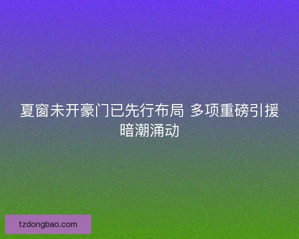 夏窗未开豪门已先行布局 多项重磅引援暗潮涌动