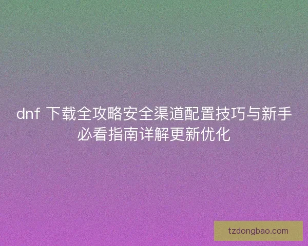 dnf 下载全攻略安全渠道配置技巧与新手必看指南详解更新优化