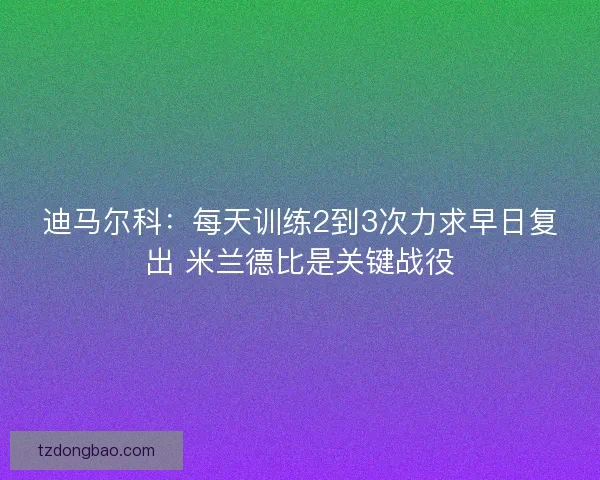 迪马尔科:每天训练2到3次力求早日复出 米兰德比是关键战役 迪马尔科:每天训练2到3次力求早日复出 米兰德比是关键战役