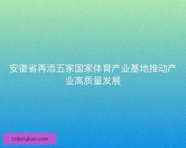 安徽省再添五家国家体育产业基地推动产业高质量发展